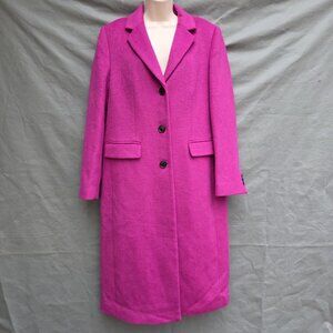 LOFT Magenta Berry Pink Size M Wool Blend Pea Coat Two Button